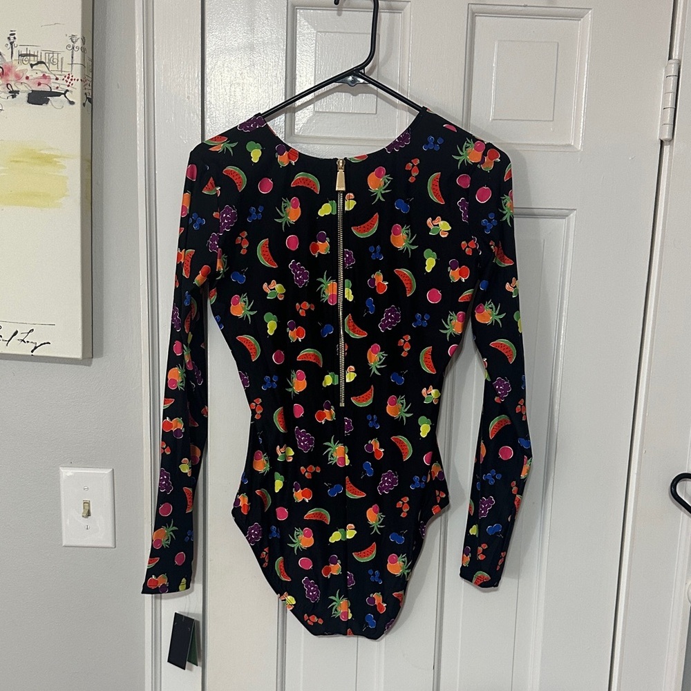 Kate spade fruit Print Long Sleeve One-Piece Rash Guard Swimsuit size medium